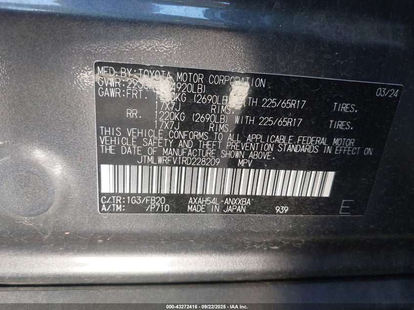 2024 TOYOTA RAV4 HYBRID LE - JTMLWRFV1RD228209