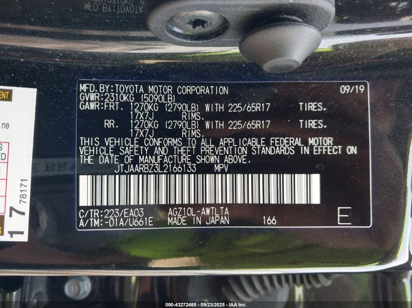 2020 Lexus Nx 300 VIN: JTJAARBZ3L2166133 Lot: 43272469