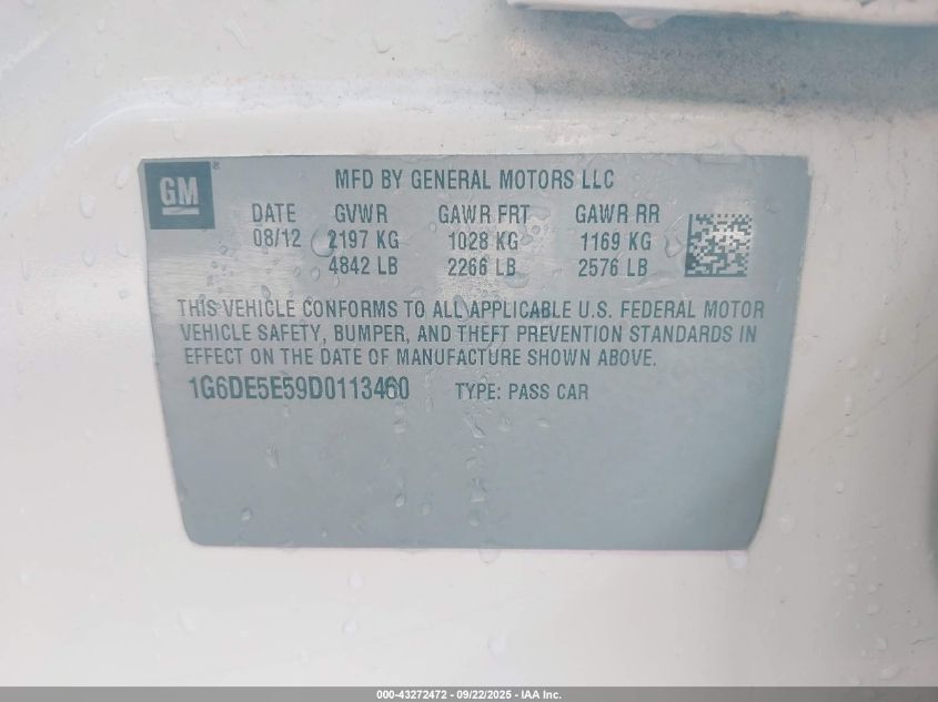 2013 Cadillac Cts Luxury VIN: 1G6DE5E59D0113460 Lot: 43272472