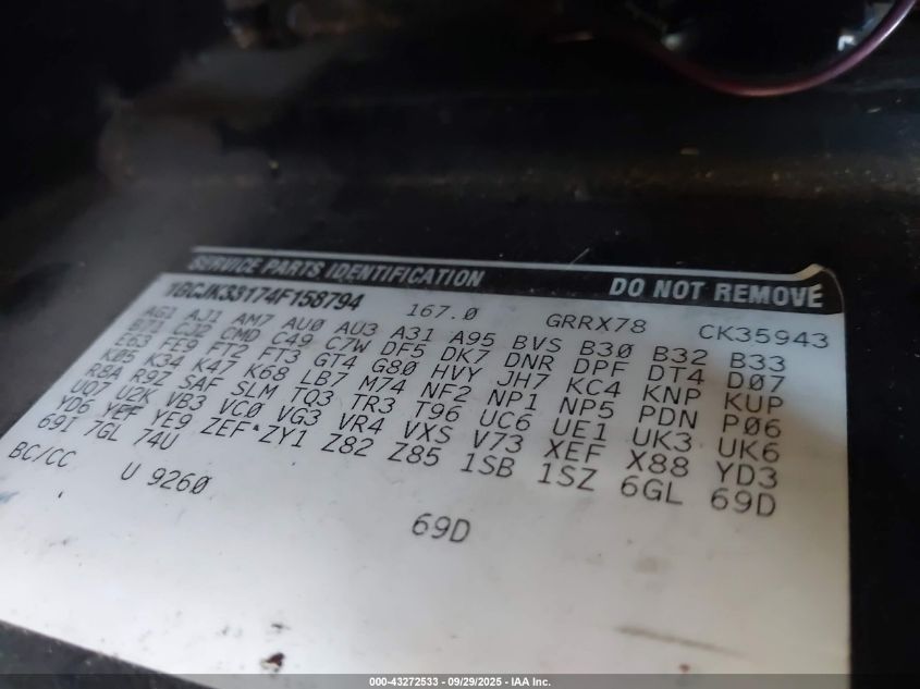 2004 Chevrolet Silverado Ls VIN: 1GCJK33174F158794 Lot: 43272533