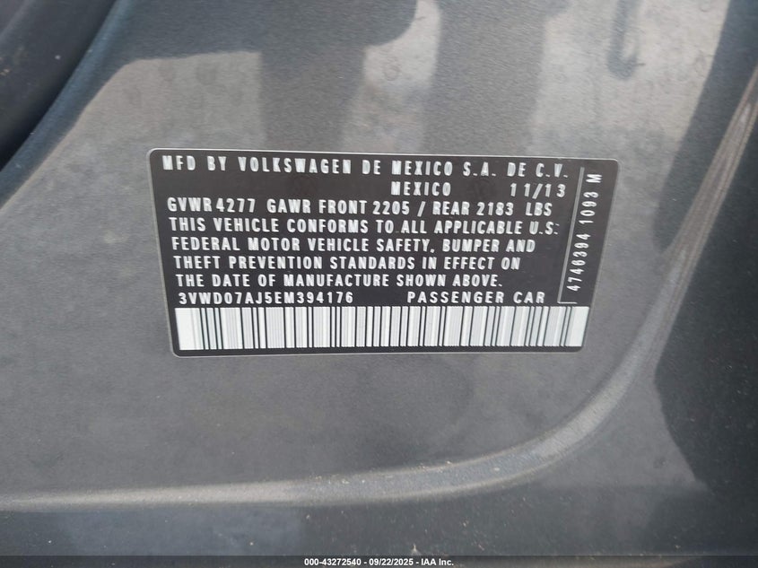 2014 VOLKSWAGEN JETTA 1.8T SE - 3VWD07AJ5EM394176