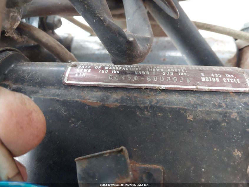 1974 Honda Cb450 VIN: CL4506002925 Lot: 43272654