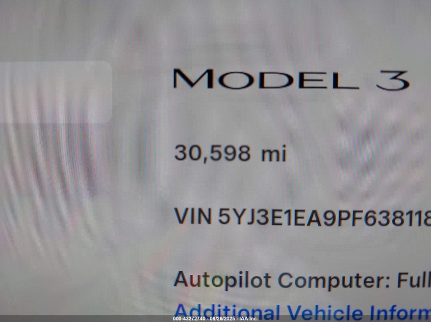 2023 Tesla Model 3 Rear-Wheel Drive VIN: 5YJ3E1EA9PF638118 Lot: 43272740