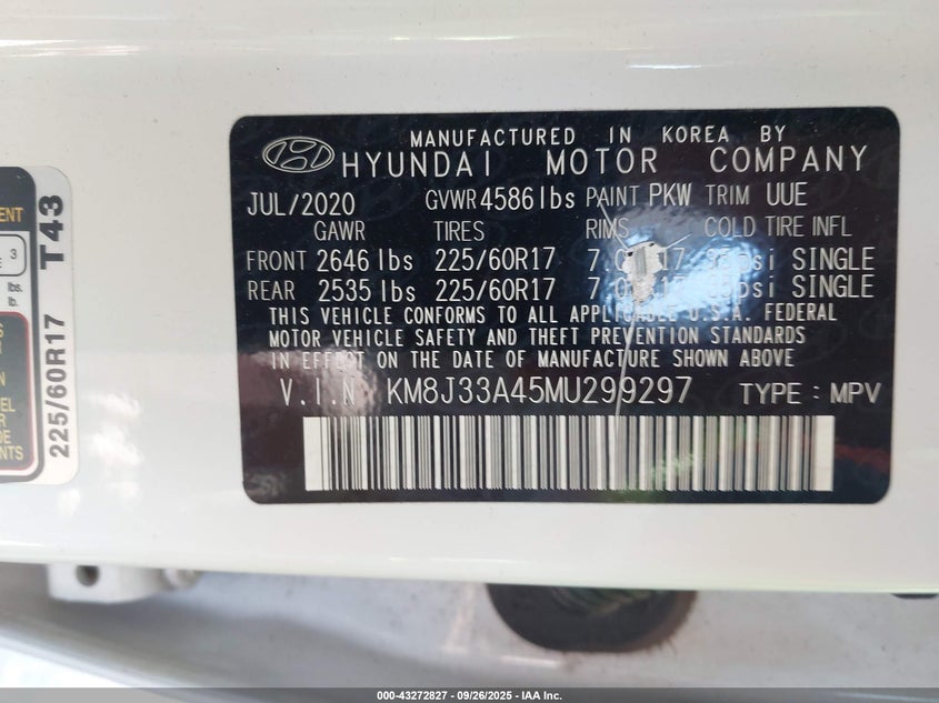 2021 HYUNDAI TUCSON VALUE KM8J33A45MU299297