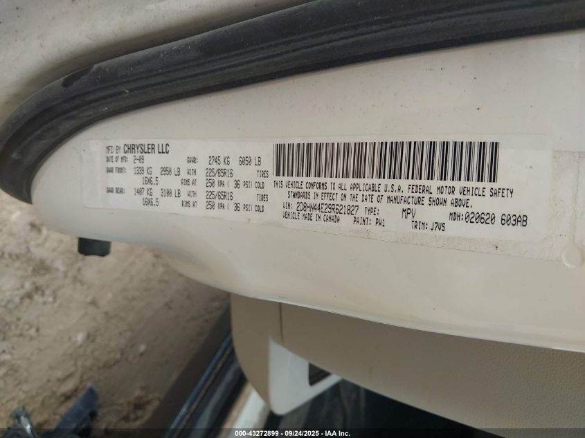 2009 Dodge Grand Caravan Se VIN: 2D8HN44E29R621827 Lot: 43272899