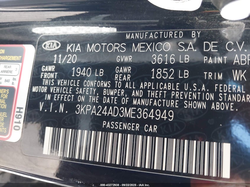 2021 KIA RIO S - 3KPA24AD3ME364949
