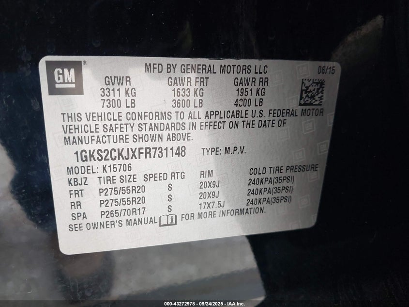 2015 GMC YUKON DENALI - 1GKS2CKJXFR731148