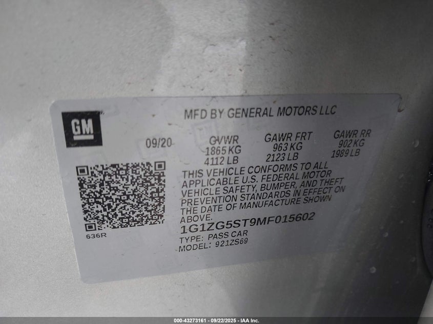 2021 CHEVROLET MALIBU FWD RS - 1G1ZG5ST9MF015602