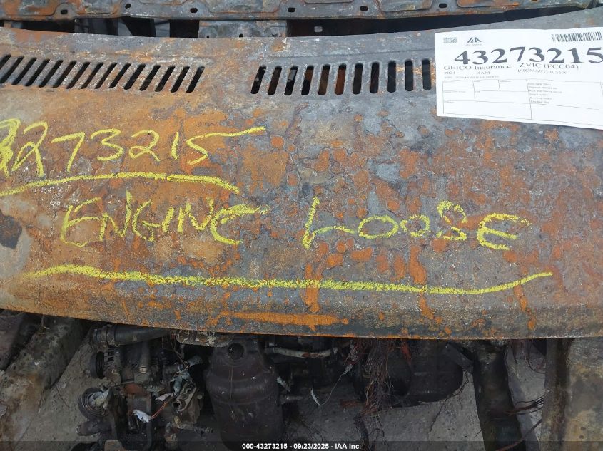 2021 Ram Promaster 3500 Cargo Van High Roof 159 Wb Ext VIN: 3C6MRVJG1ME566835 Lot: 43273215