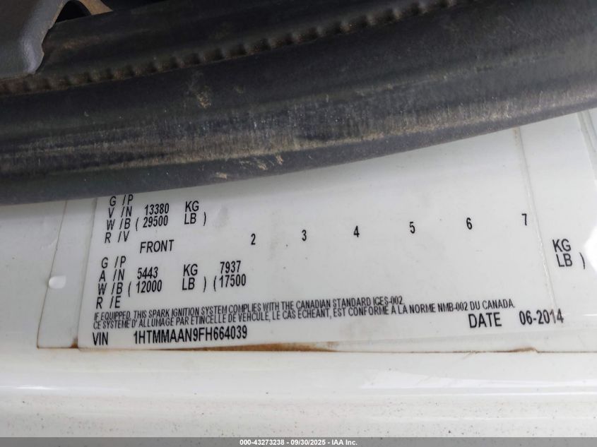 2015 International 4000 4300 VIN: 1HTMMAAN9FH664039 Lot: 43273238