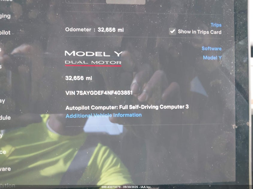 2022 TESLA MODEL Y PERFORMANCE DUAL MOTOR ALL-WHEEL DRIVE 7SAYGDEF4NF403851