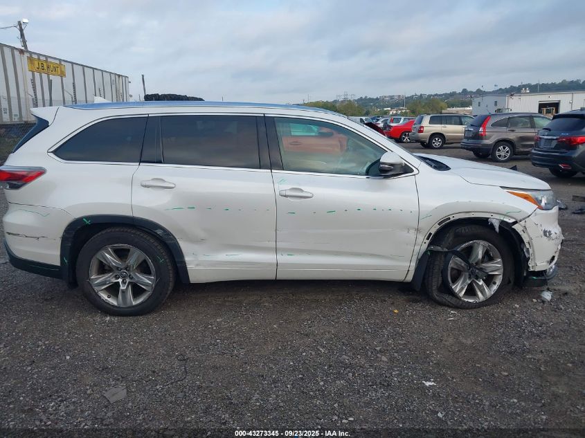 2016 Toyota Highlander Limited V6 VIN: 5TDDKRFH3GS292778 Lot: 43273345