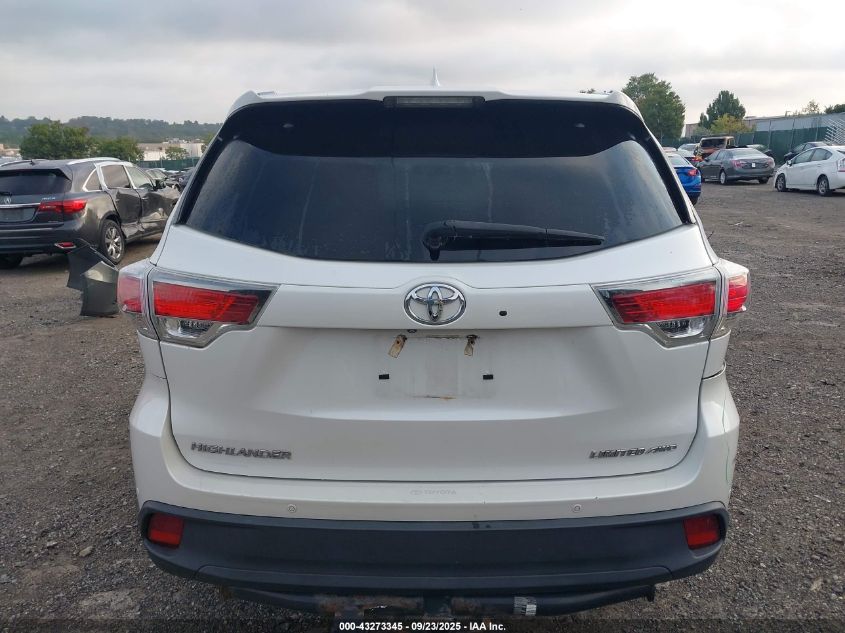 2016 Toyota Highlander Limited V6 VIN: 5TDDKRFH3GS292778 Lot: 43273345