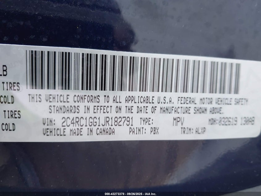 2018 CHRYSLER PACIFICA LIMITED - 2C4RC1GG1JR182791