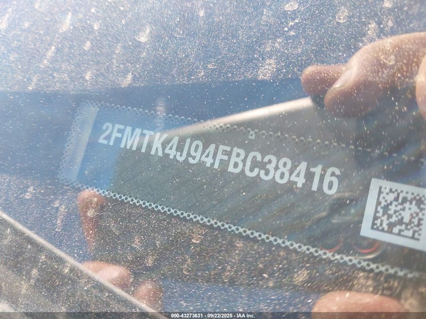 2015 Ford Edge Sel VIN: 2FMTK4J94FBC38416 Lot: 43273631