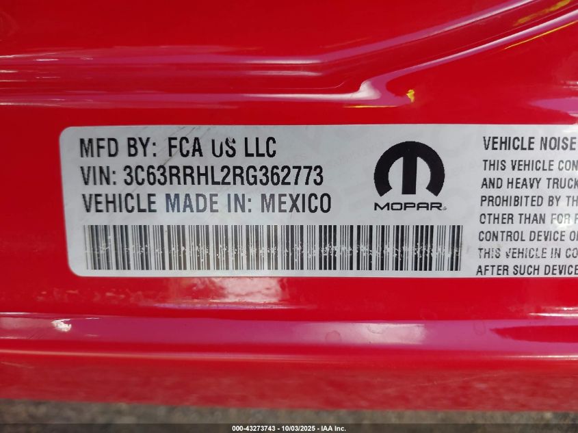 2024 Ram 3500 Big Horn 4X4 8' Box VIN: 3C63RRHL2RG362773 Lot: 43273743
