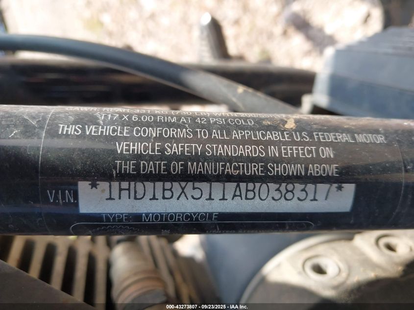 2010 Harley-Davidson Flstf VIN: 1HD1BX511AB038317 Lot: 43273807