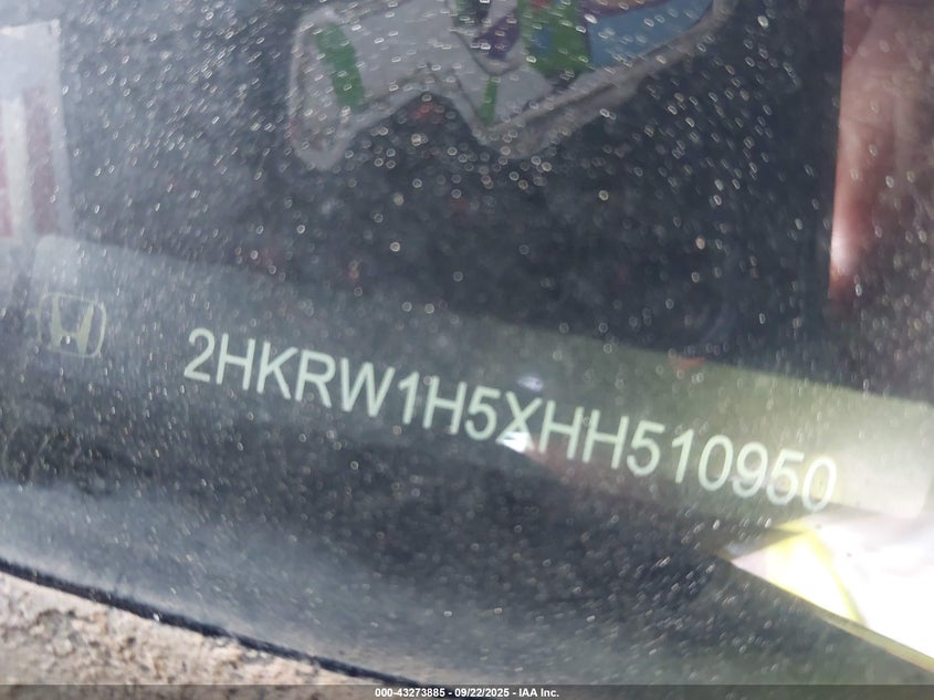 2017 Honda Cr-V Ex VIN: 2HKRW1H5XHH510950 Lot: 43273885