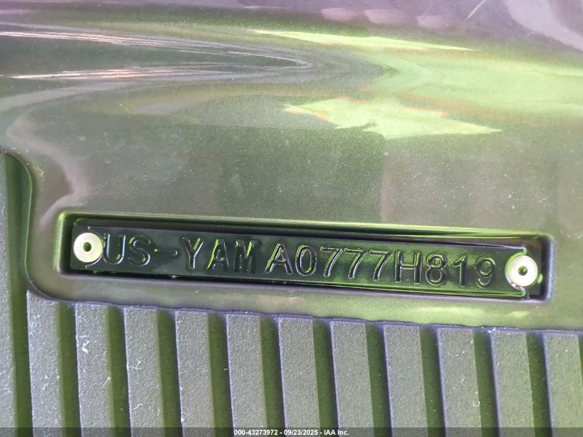 2019 Yamaha Ex VIN: YAMA0777H819 Lot: 43273972