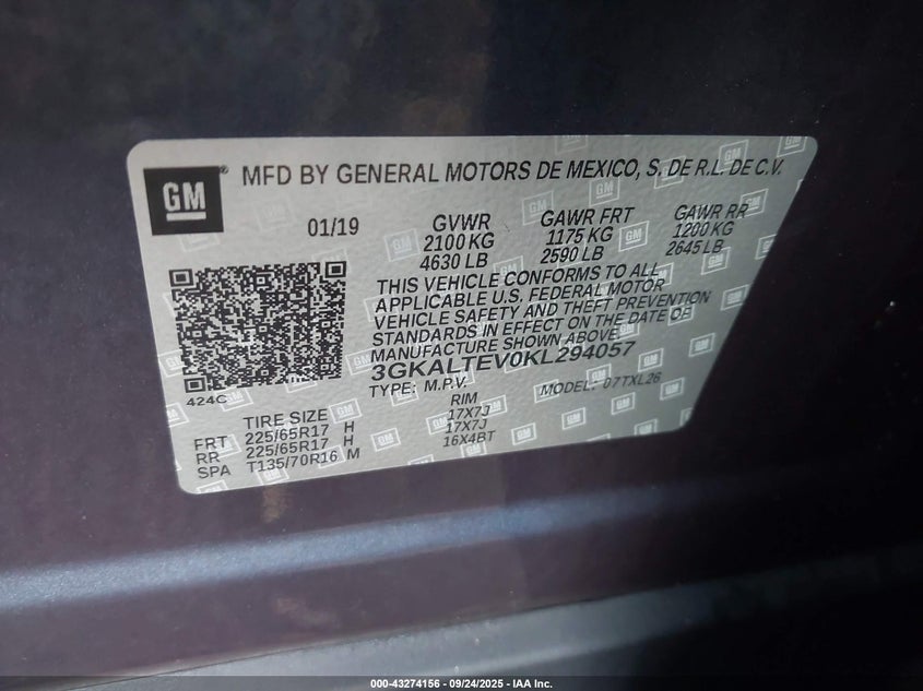 2019 GMC TERRAIN SLE - 3GKALTEV0KL294057