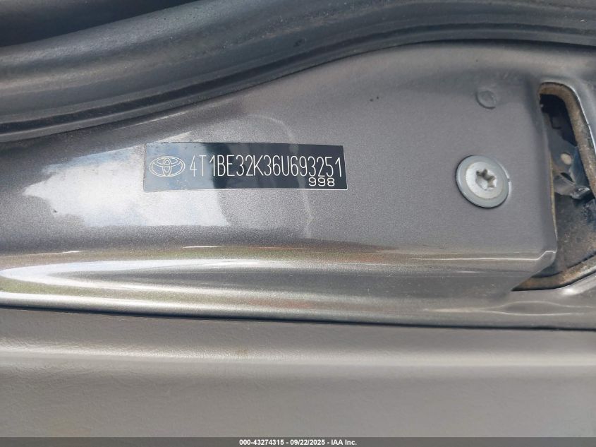 2006 Toyota Camry Le VIN: 4T1BE32K36U693251 Lot: 43274315