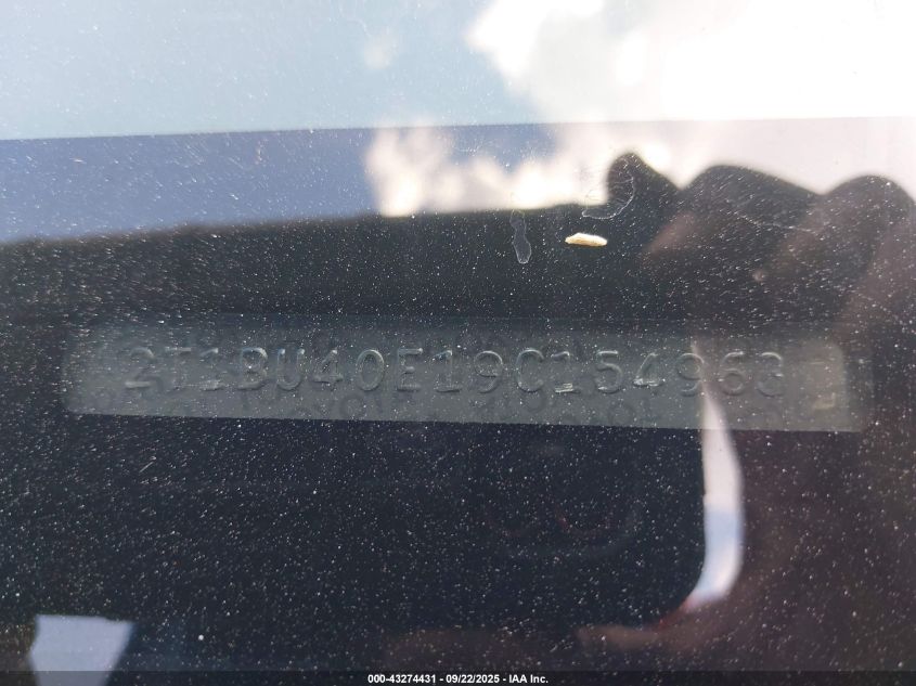 2009 Toyota Corolla S VIN: 2T1BU40E19C154963 Lot: 43274431