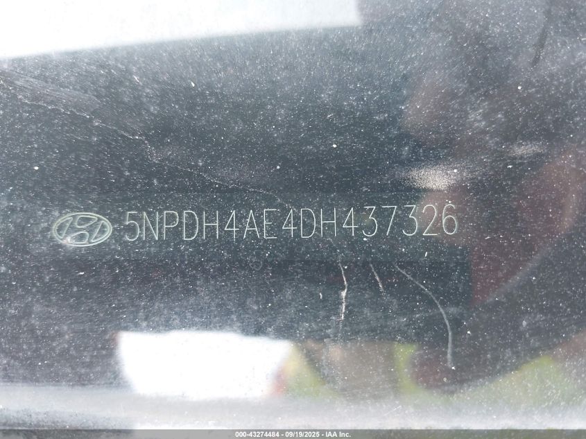 2013 Hyundai Elantra Gls VIN: 5NPDH4AE4DH437326 Lot: 43274484