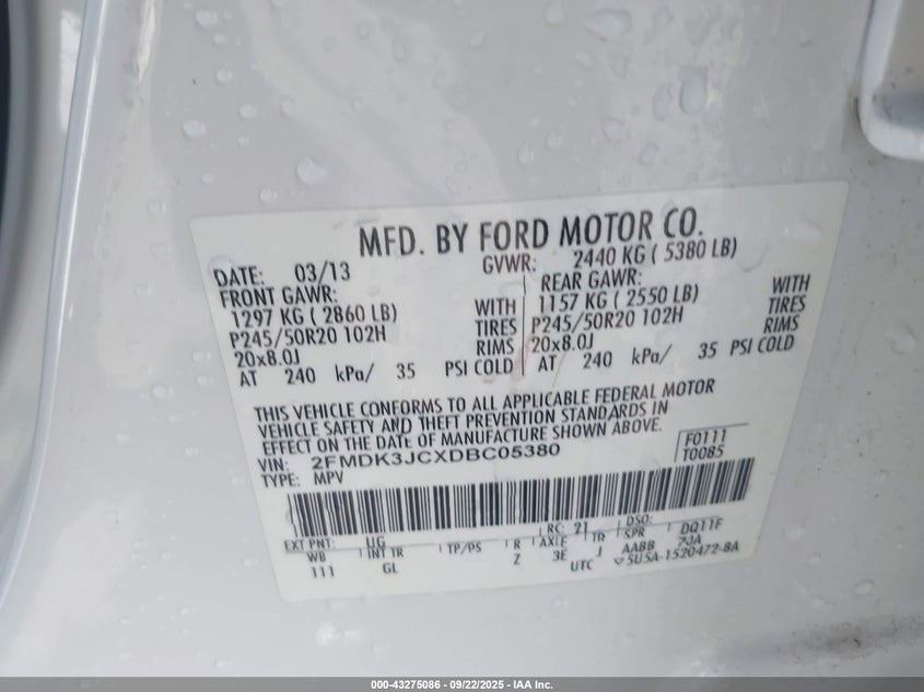 2013 FORD EDGE SEL - 2FMDK3JCXDBC05380