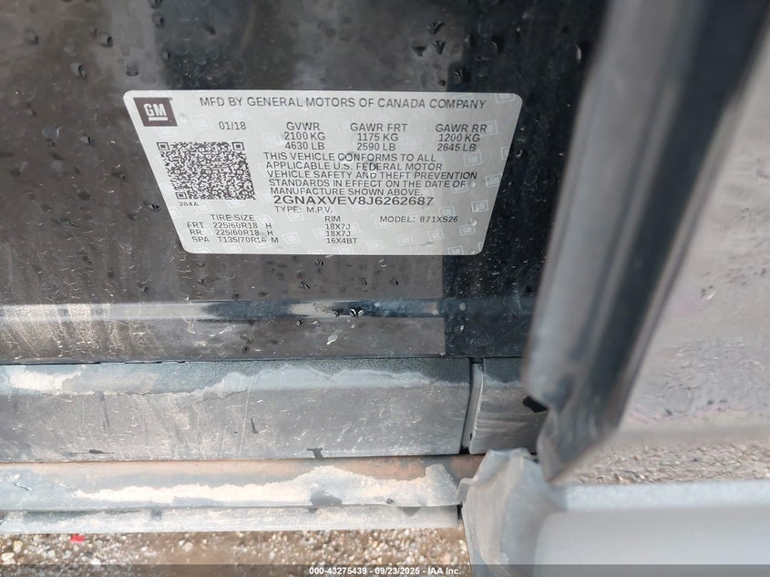 2018 CHEVROLET EQUINOX PREMIER - 2GNAXVEV8J6262687