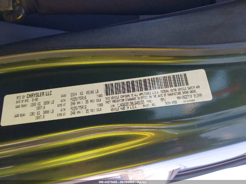 2008 Jeep Wrangler Unlimited X VIN: 1J4GB39138L649155 Lot: 43275455