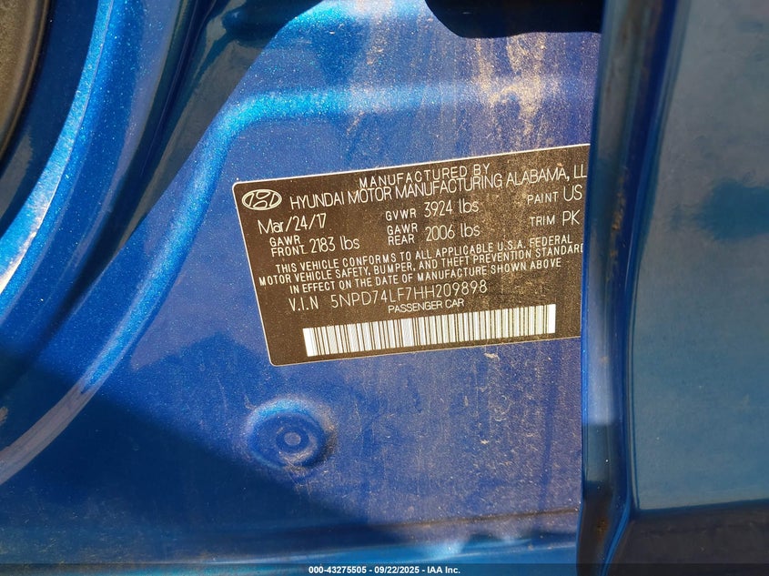 2017 HYUNDAI ELANTRA SE - 5NPD74LF7HH209898