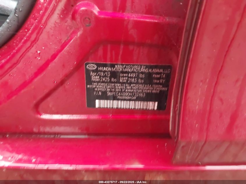 2013 Hyundai Sonata Se 2.0T VIN: 5NPEC4AB9DH732463 Lot: 43275717