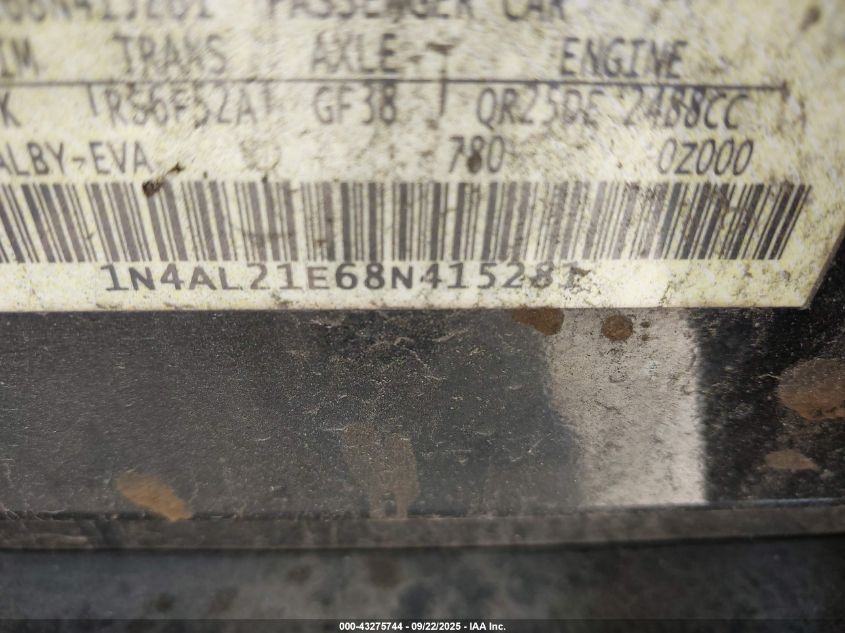 2008 Nissan Altima 2.5 S VIN: 1N4AL21E68N415281 Lot: 43275744