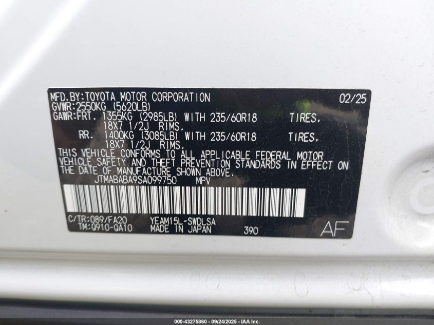 2025 Subaru Solterra Premium VIN: JTMABABA9SA099750 Lot: 43275860