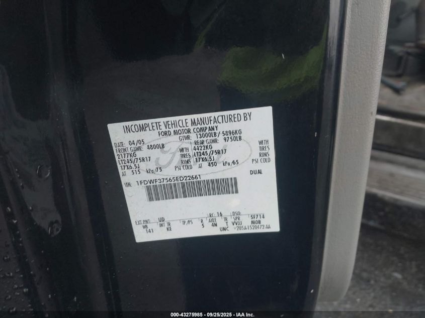 2005 Ford F-350 Xl/Xlt VIN: 1FDWF37565ED22661 Lot: 43275985