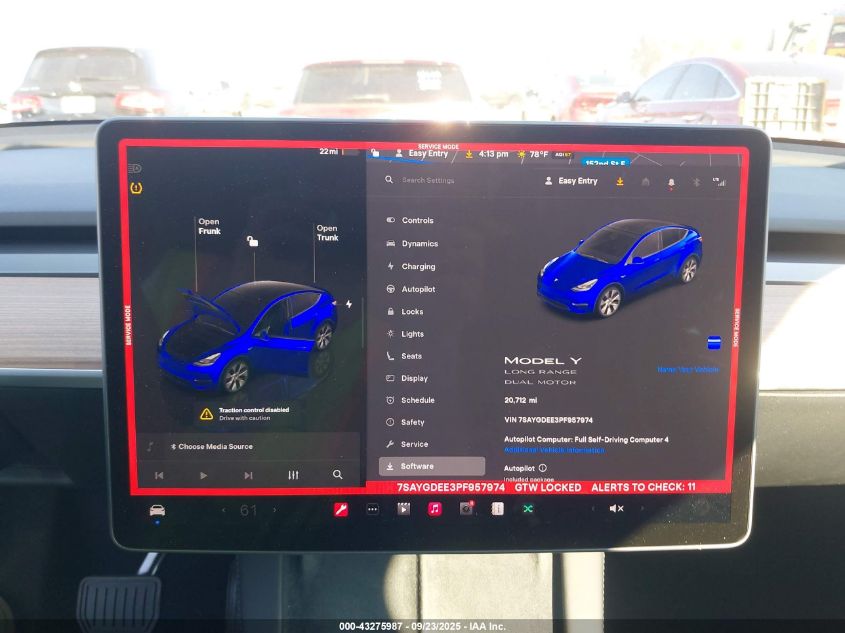 2023 Tesla Model Y Awd/Long Range Dual Motor All-Wheel Drive VIN: 7SAYGDEE3PF957974 Lot: 43275987