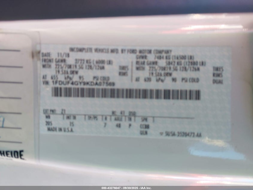 1FDUF4GY9KDA07569 2019 FORD F450 photo no. 8