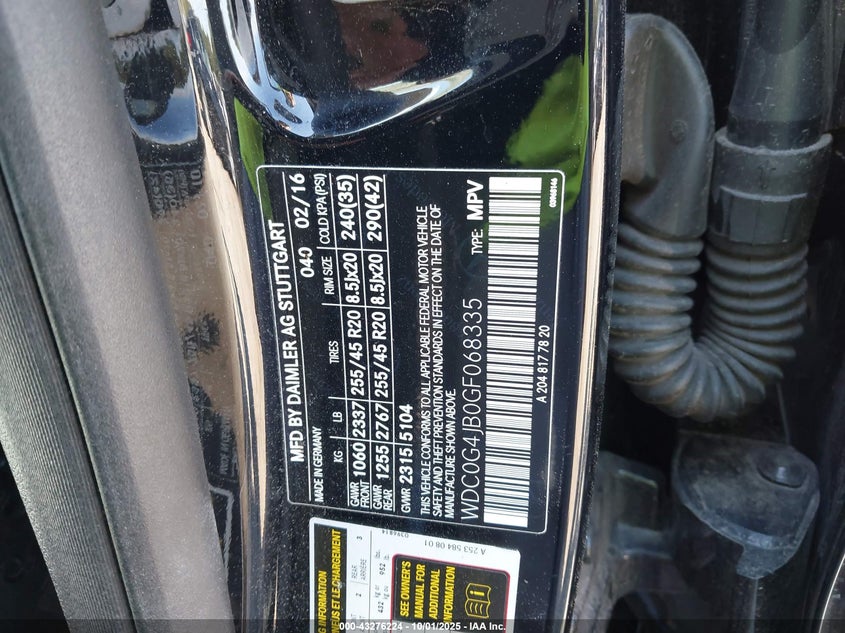 2016 MERCEDES-BENZ GLC 300 WDC0G4JB0GF068335