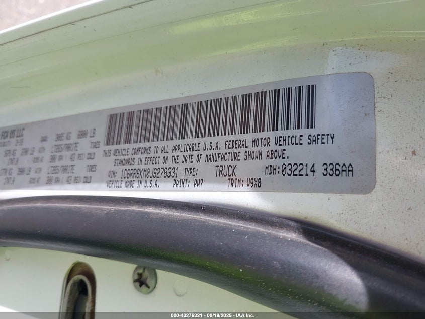 2018 RAM 1500 TRADESMAN  4X2 5'7 BOX - 1C6RR6KM0JS278331