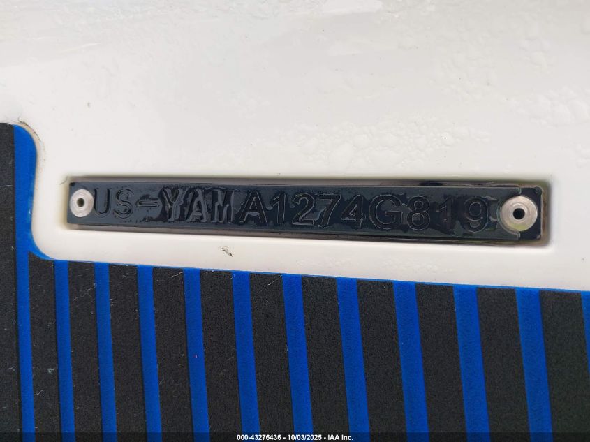 2019 Yamaha Ex-Sport VIN: YAMA1274G819 Lot: 43276436