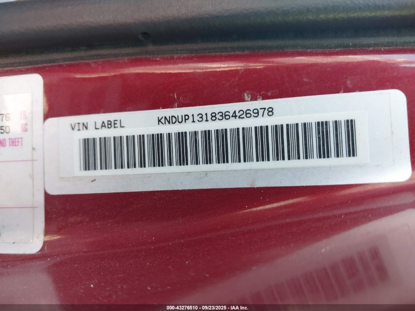 2003 Kia Sedona Ex/Lx VIN: KNDUP131836426978 Lot: 43276510