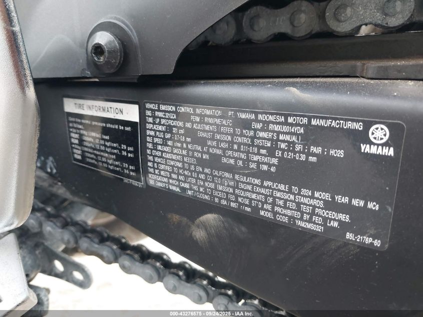 2024 Yamaha Yzfr3 A VIN: MH3RH18Y3RK014526 Lot: 43276575