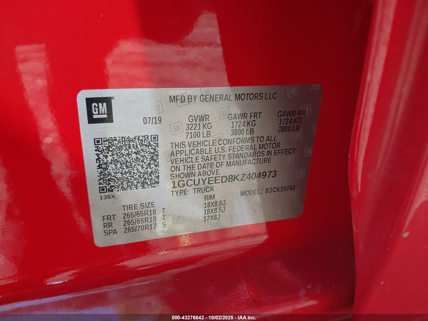 2019 CHEVROLET SILVERADO 1500 RST - 1GCUYEED8KZ404973