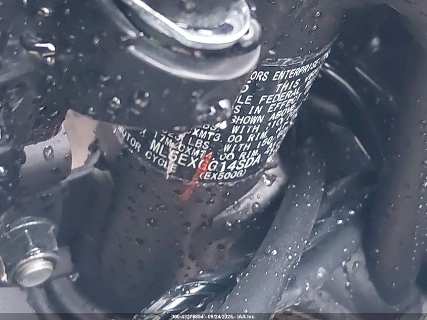 2025 Kawasaki Ex500 VIN: ML5EXGG14SDA71378 Lot: 43276854