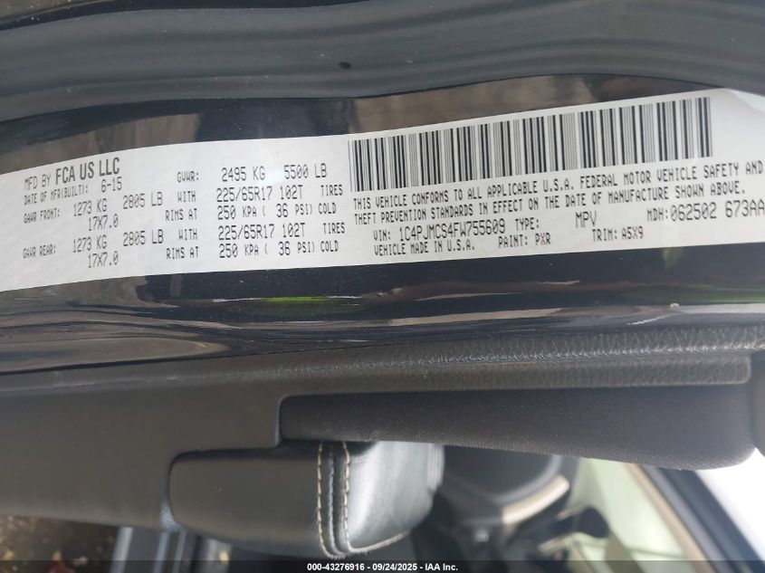 2015 Jeep Cherokee Latitude VIN: 1C4PJMCS4FW755609 Lot: 43276916