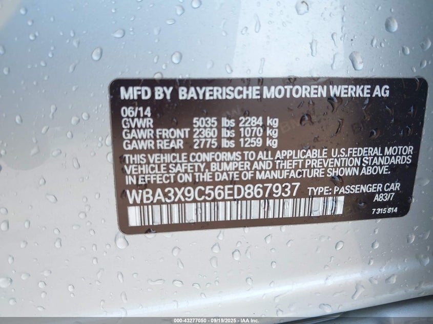 2014 BMW 335I GRAN TURISMO XDRIVE WBA3X9C56ED867937