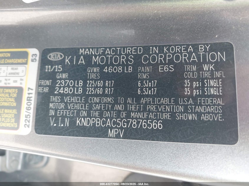 2016 KIA SPORTAGE LX KNDPBCAC5G7876566