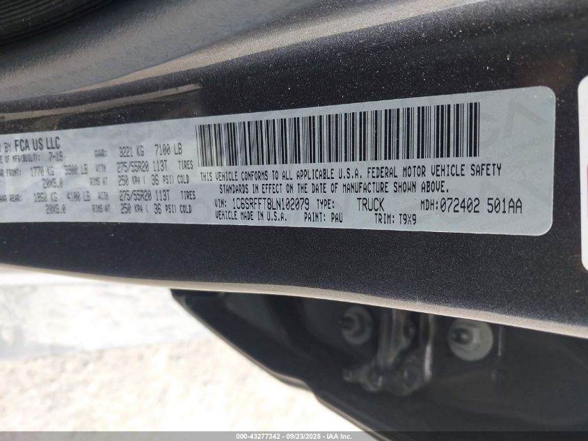 2020 RAM 1500 BIG HORN  4X4 5'7 BOX - 1C6SRFFT8LN102079