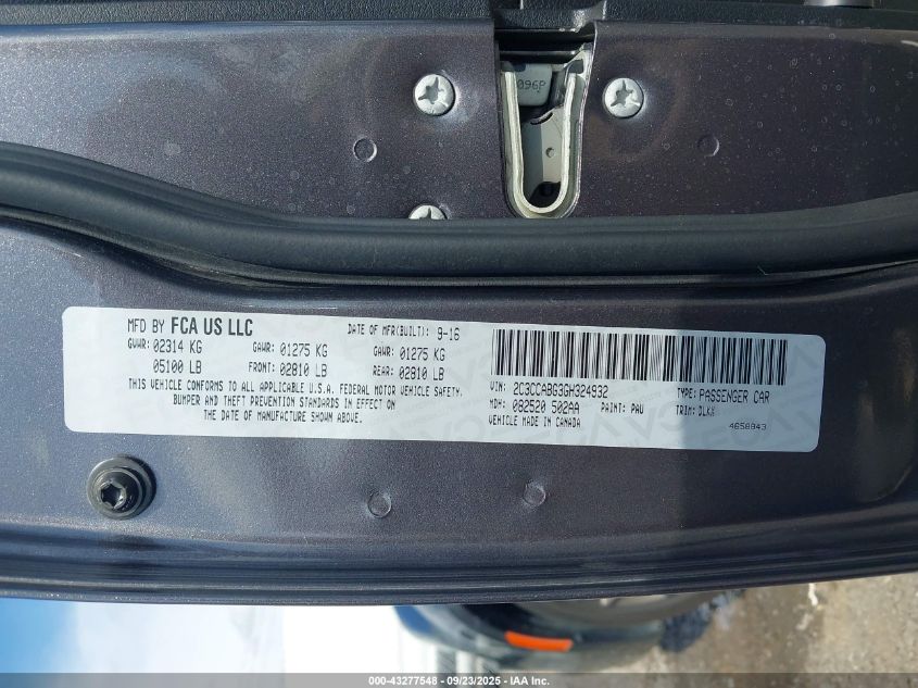 2016 Chrysler 300 300S Alloy Edition VIN: 2C3CCABG3GH324932 Lot: 43277548