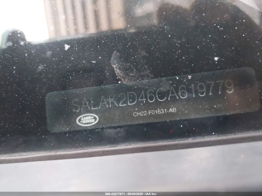 2012 Land Rover Lr4 VIN: SALAK2D46CA619779 Lot: 43277671